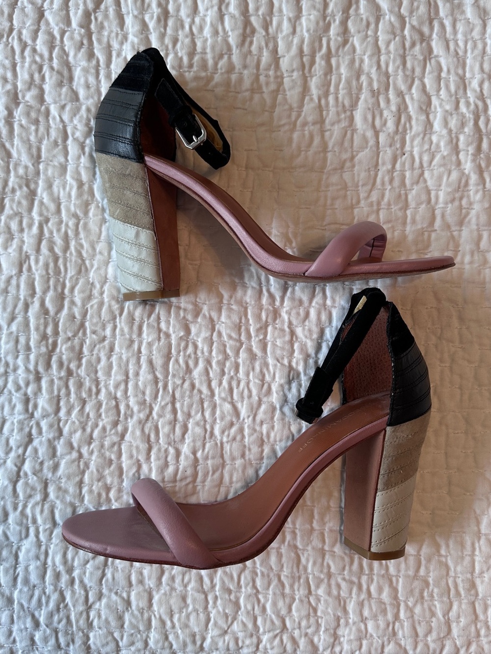 Rebecca Minkoff Pink suede color block heel